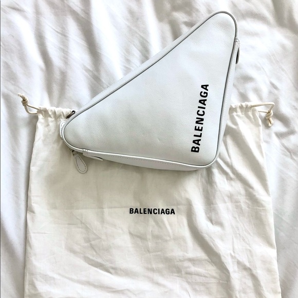 BALENCIAGA WHITE TRIANGLE CROSSBODY CHAIN BAG - Picture 5 of 6